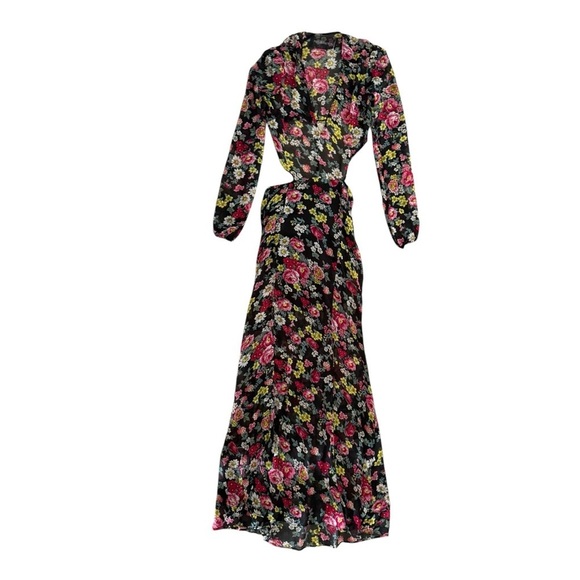 Reformation Joy Black Floral Long Sleeve Maxi Dress Size 2 (S) Vintage First Ed - Picture 1 of 8